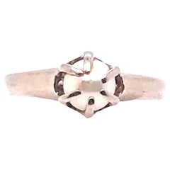 Art Deco Pearl Ring Solitaire Round Natural Original 1890's Antique 10K