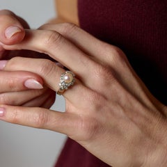 Vintage 1970s 18k Yellow Gold Pearl Diamond Cocktail Ring, 5.68g