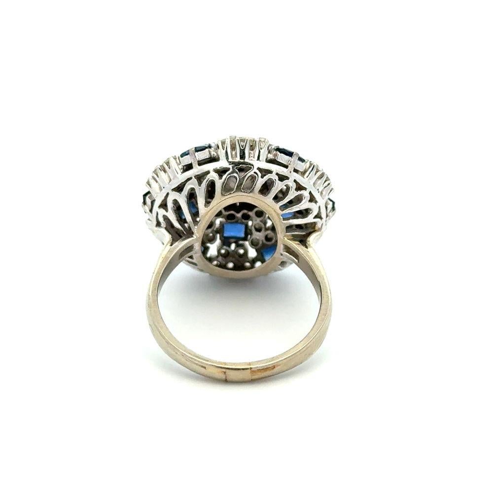 Anillo de cóctel vintage de oro con perlas, diamantes y zafiros en Excelente estado para la venta en Montreal, QC