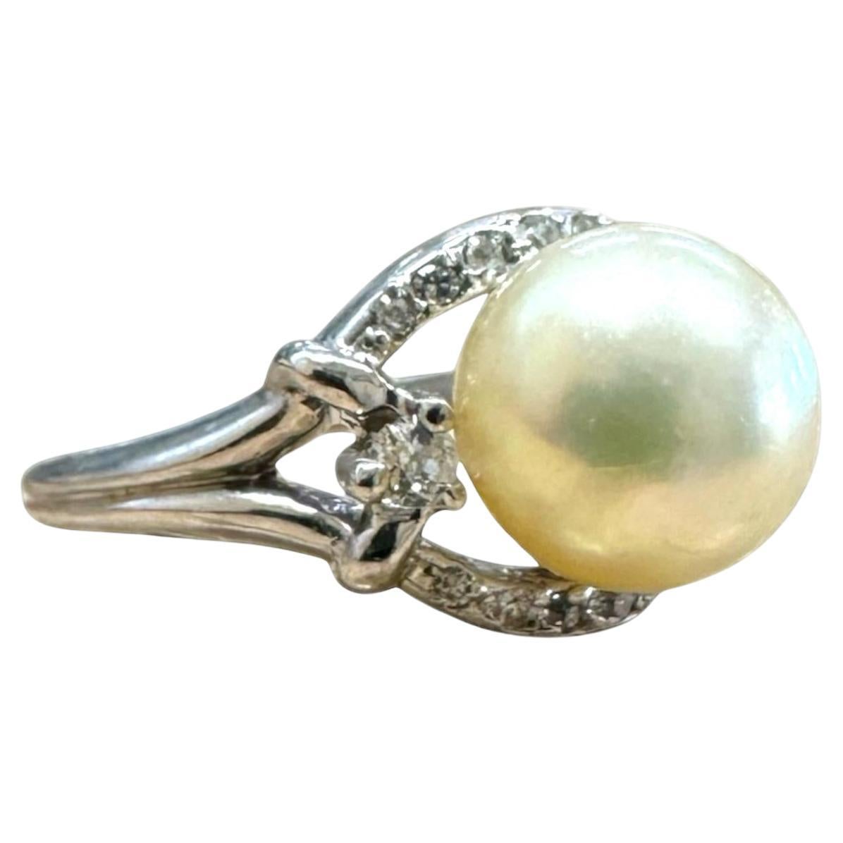 Vintage Pearl & Diamond Cocktail Ring