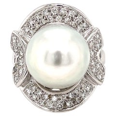 Vintage Pearl Diamond Gold Cocktail Ring