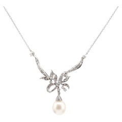 Vintage Perle Diamant Platin Halskette
