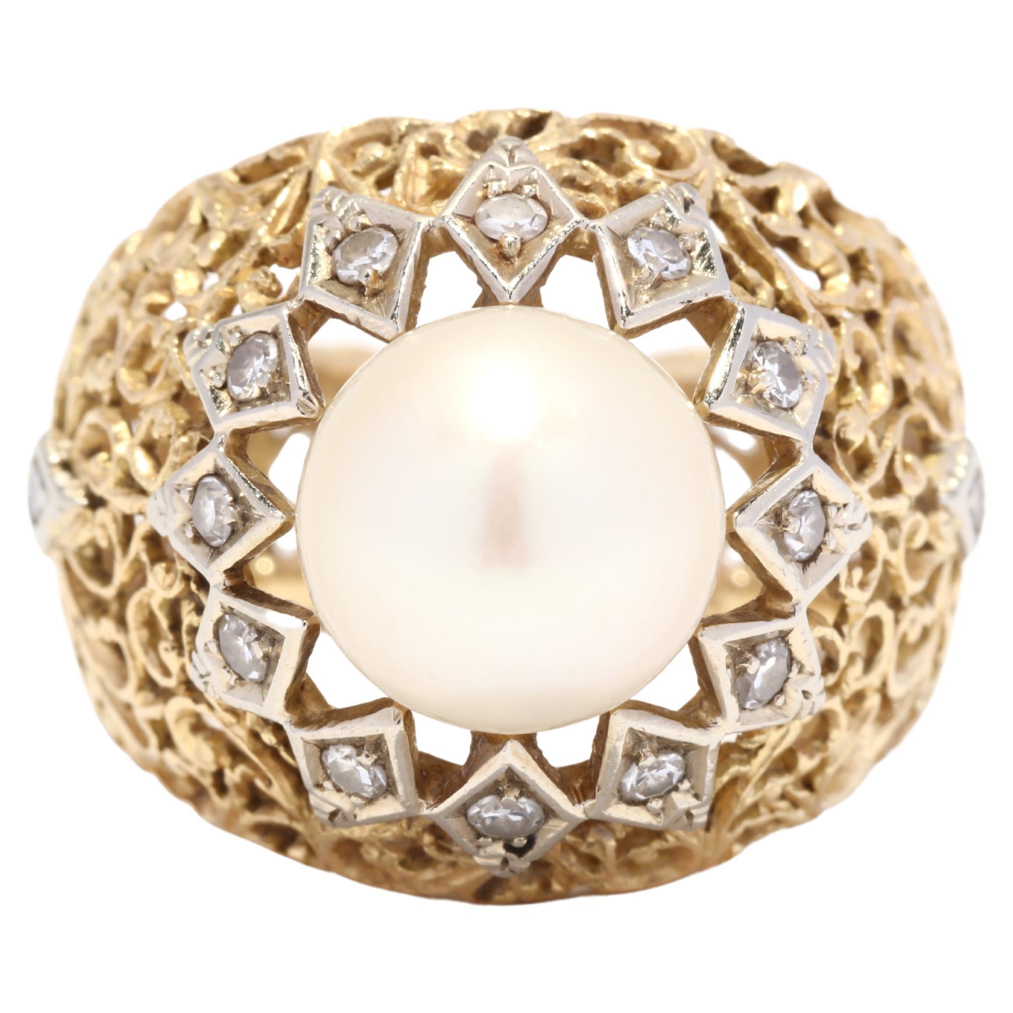 Vintage 3.14tcw Diamond Statement Ring in 18k Yellow Gold For Sale at 1stDibs