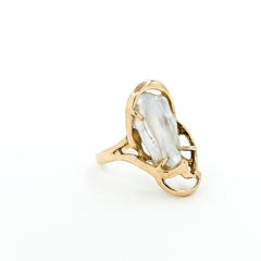 Vintage Pearl Freeform Ring in 14k Yellow Gold