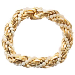 Vintage Pearl Gold Braided Bracelet