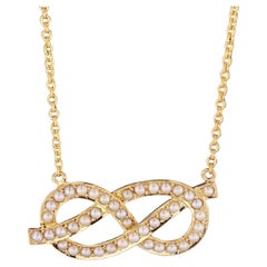 Vintage Perle Unendlichkeit Konversion Halskette aus 14k Gold