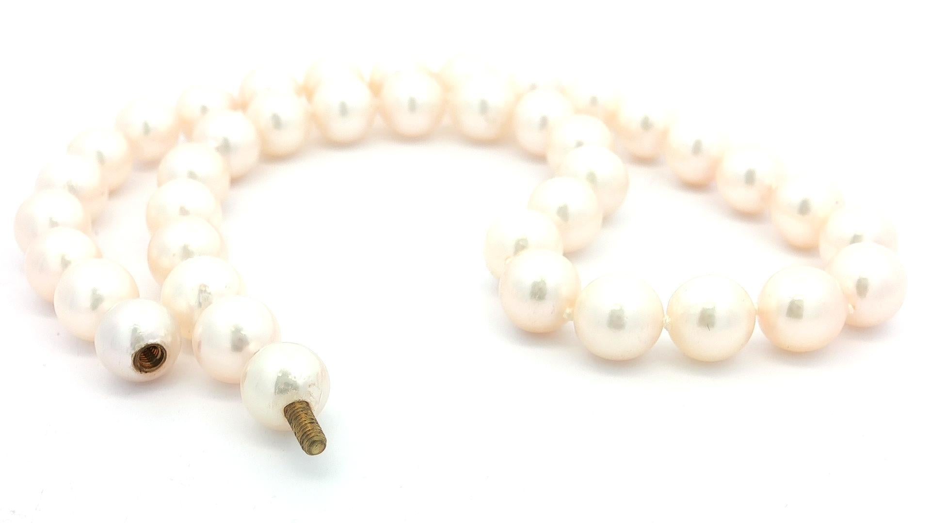 Vintage Pearl Multi Length Necklace w/ Diamond Ruby & Emerald 14k Gold Clasp in vendita 6