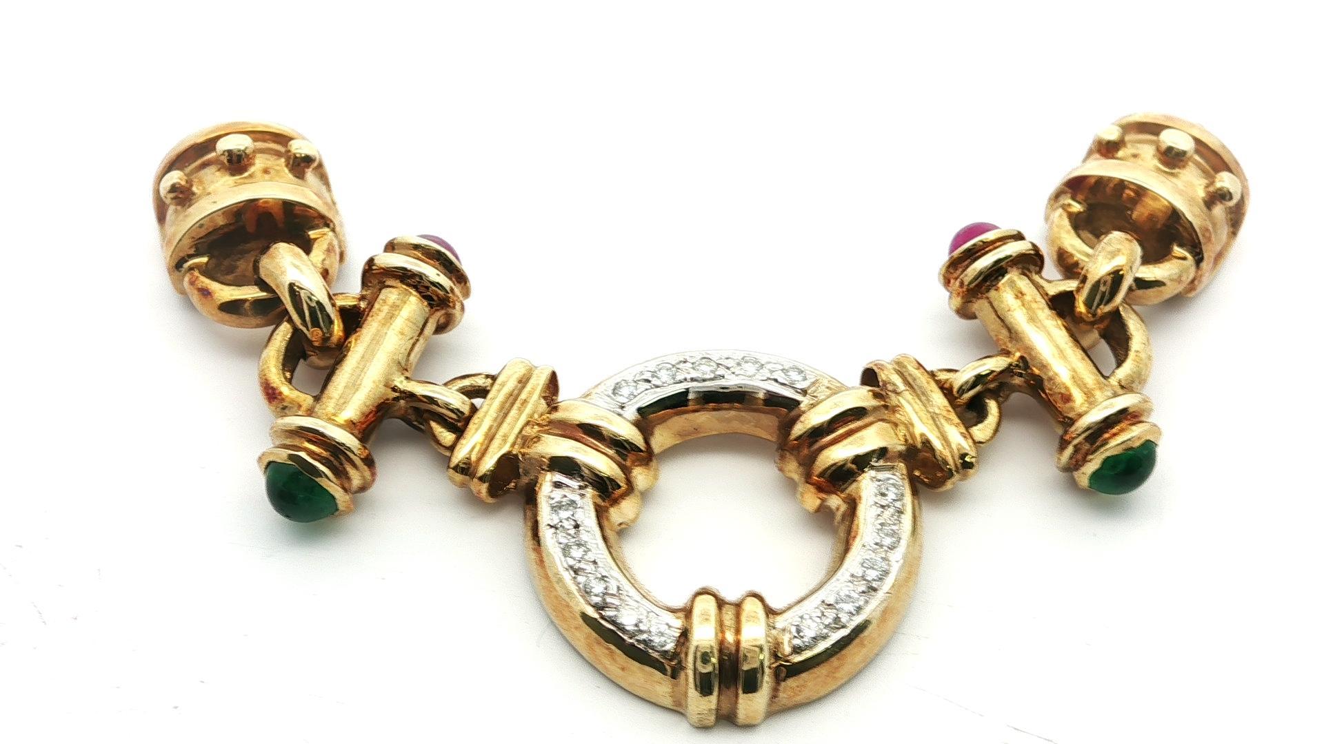 Vintage Pearl Multi Length Necklace w/ Diamond Ruby & Emerald 14k Gold Clasp in vendita 7