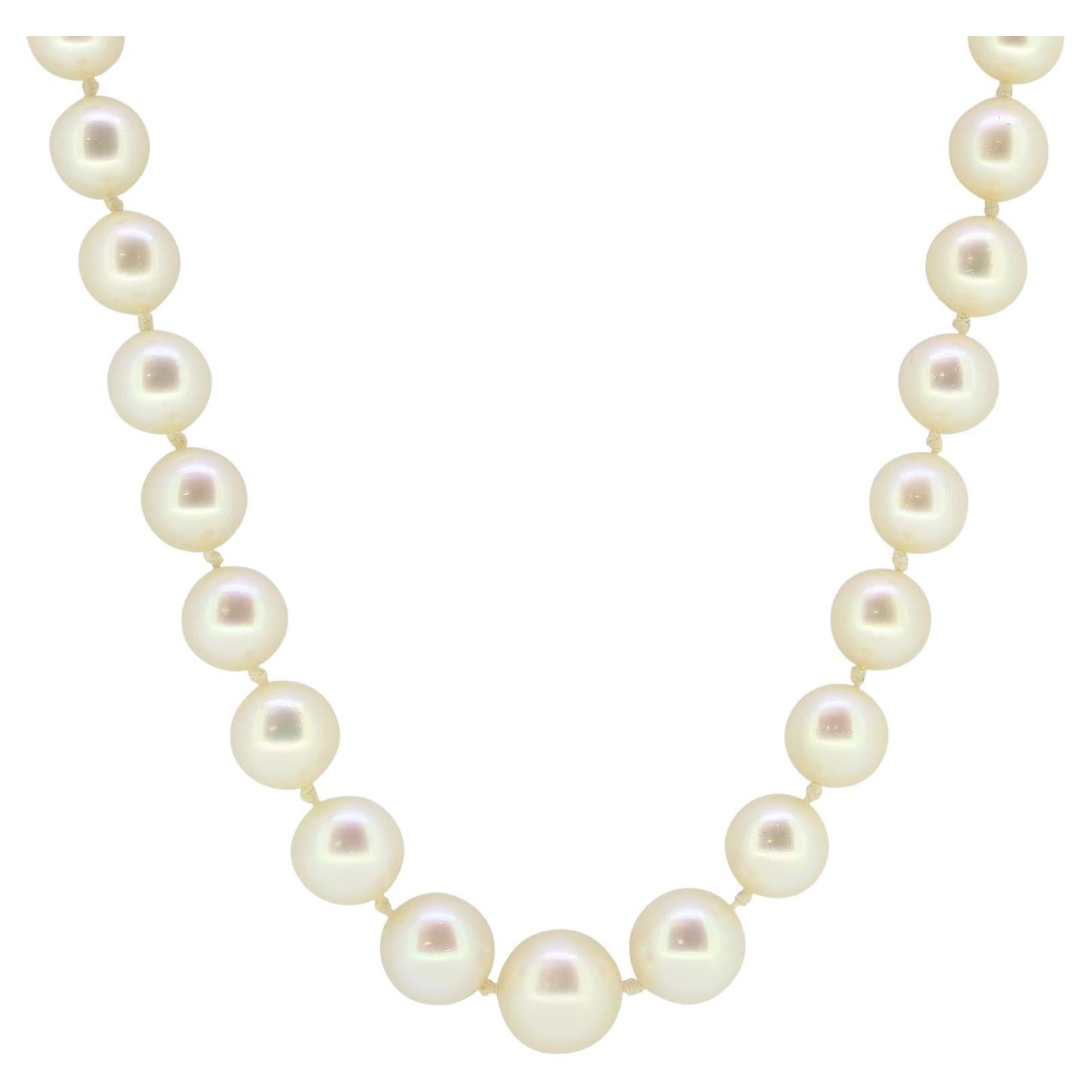 Vintage Pearl Necklace with Jade and Diamond Clasp