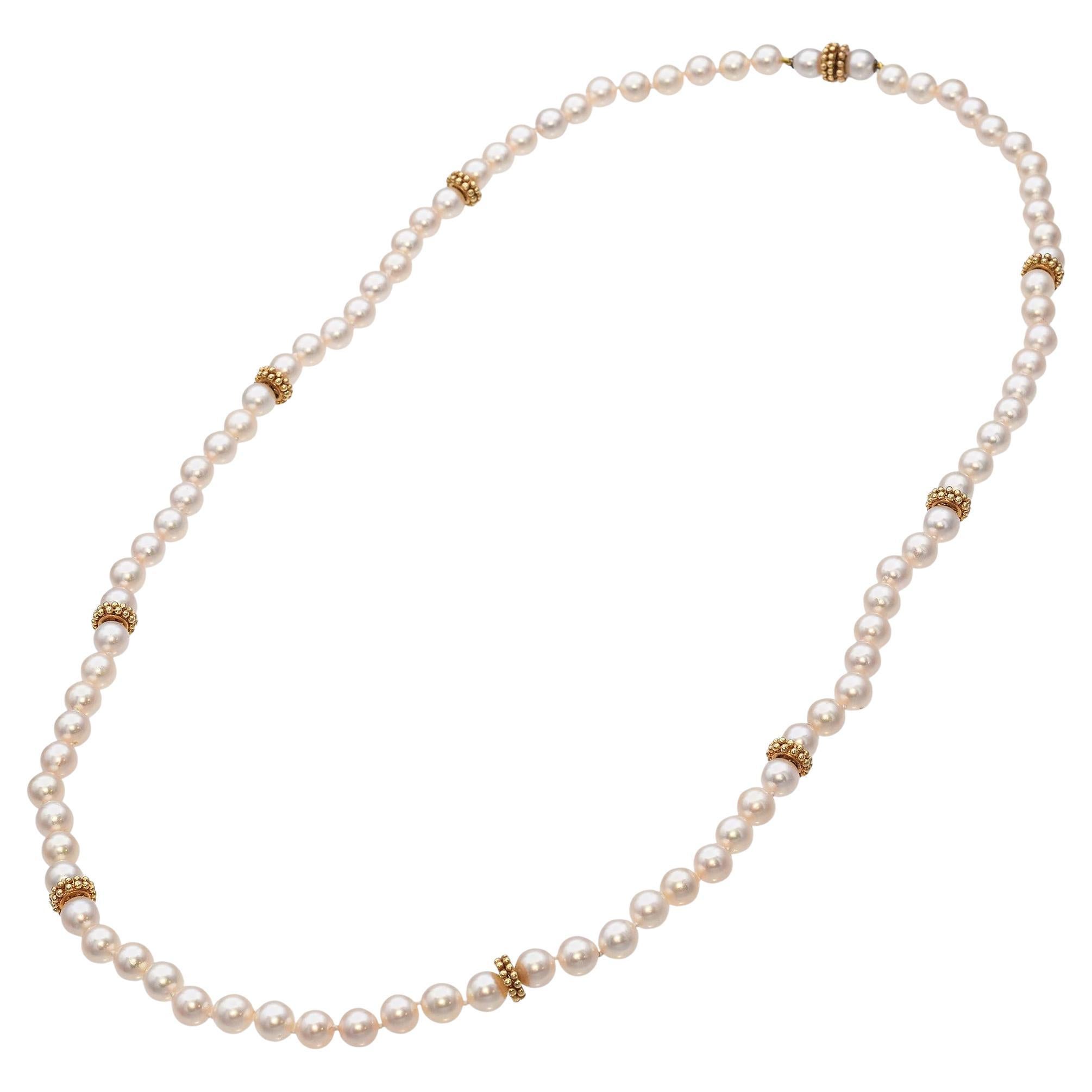 Collier de perles vintage avec perles en or jaune
