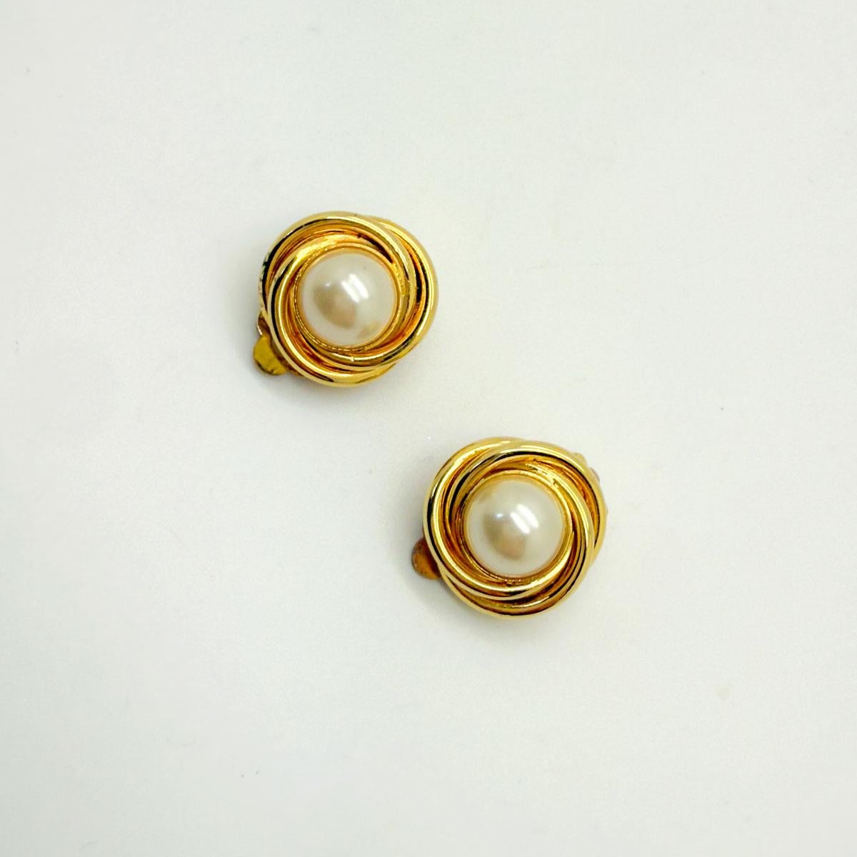 Vintage Perlennest-Ohrringe 1980er Jahre im Zustand „Gut“ im Angebot in Wilmslow, GB