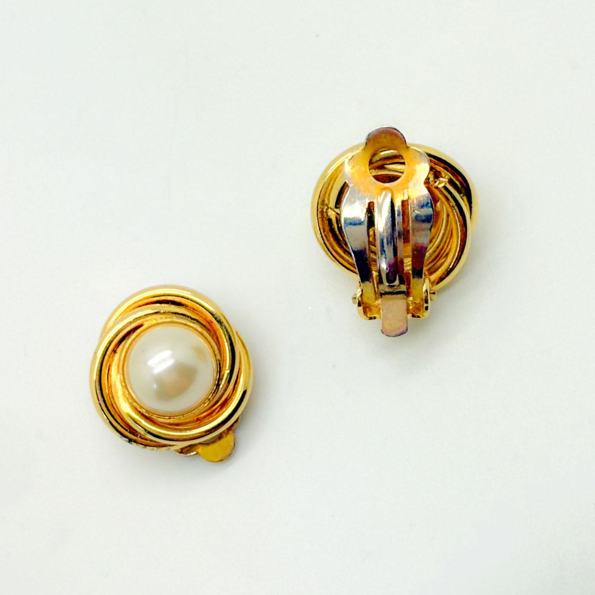 Vintage Perlennest-Ohrringe 1980er Jahre Damen im Angebot