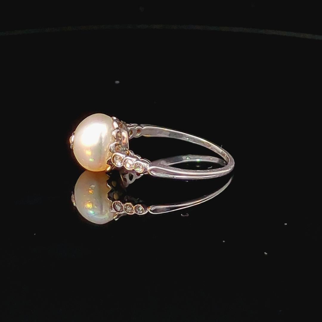 Vintage Pearl Platinum Ring im Angebot 5