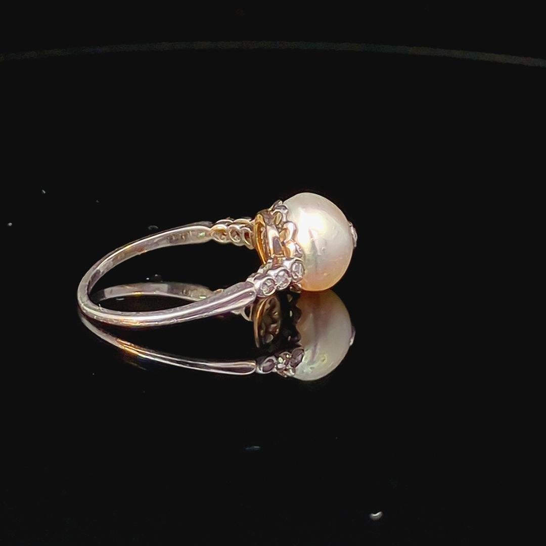 Vintage Pearl Platinum Ring im Angebot 7