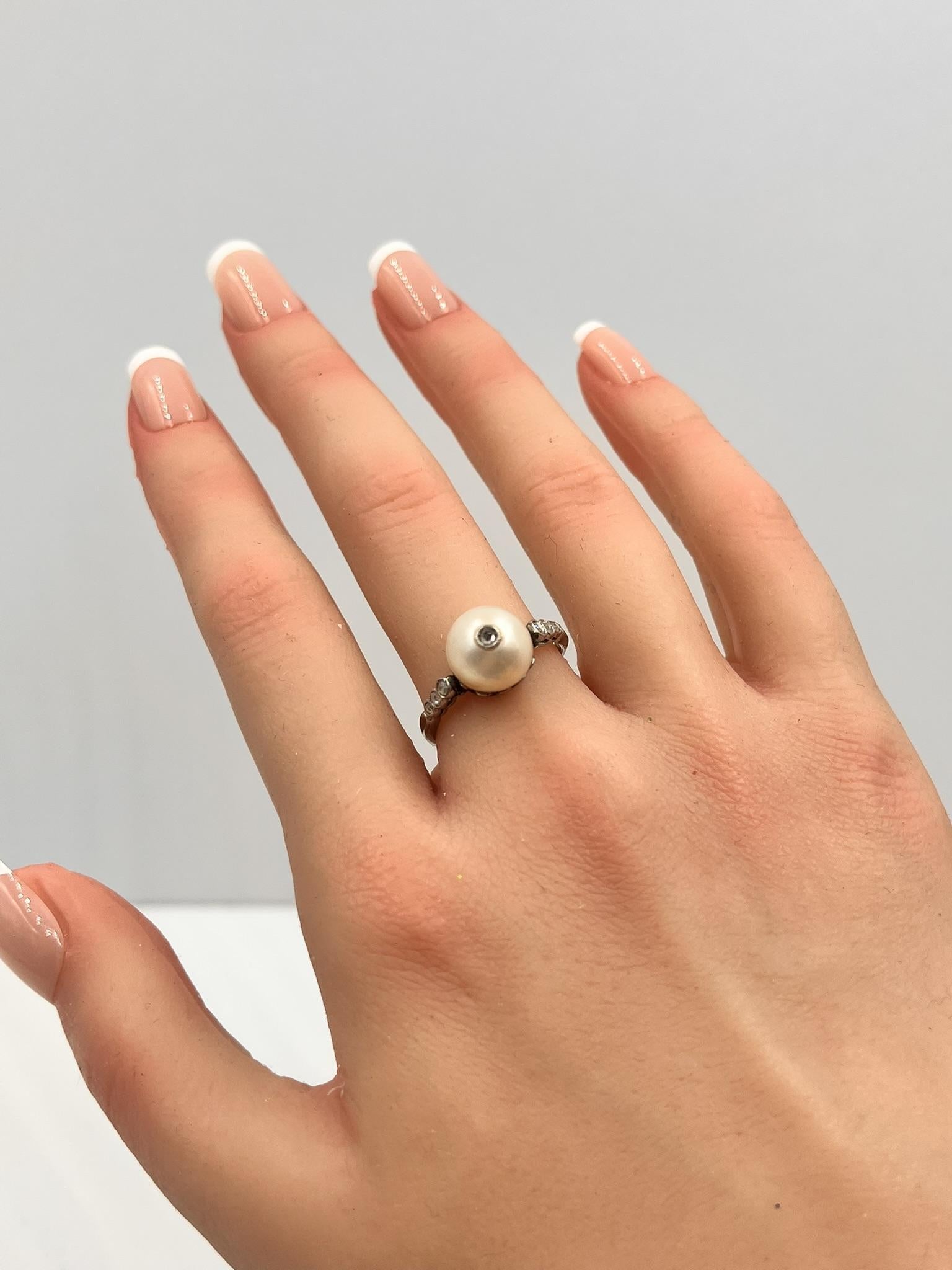 Vintage Pearl Platinum Ring im Angebot 8