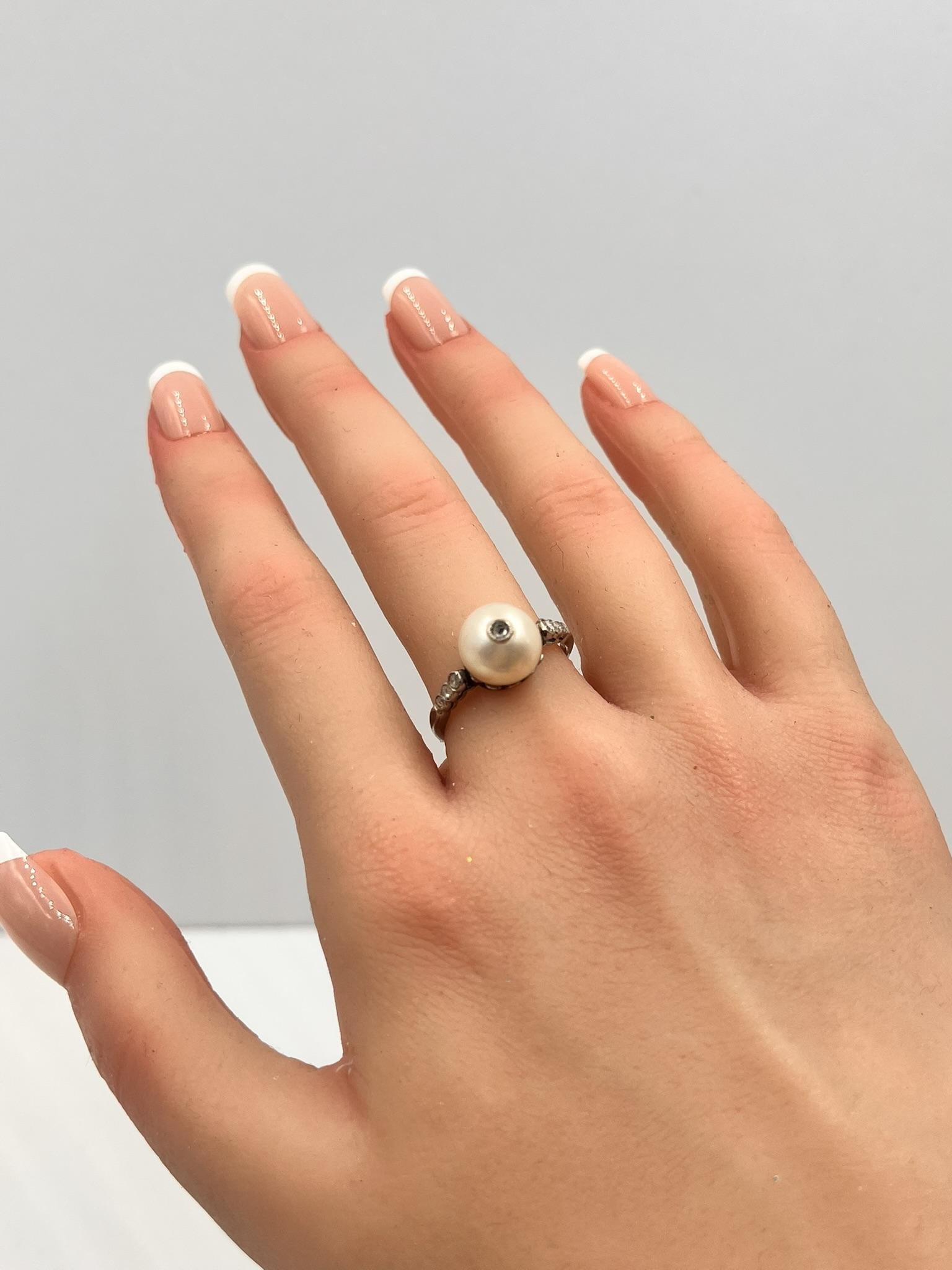 Vintage Pearl Platinum Ring im Angebot 9