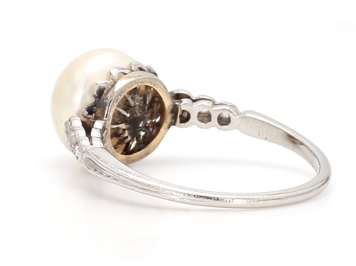 Vintage Pearl Platinum Ring Damen im Angebot