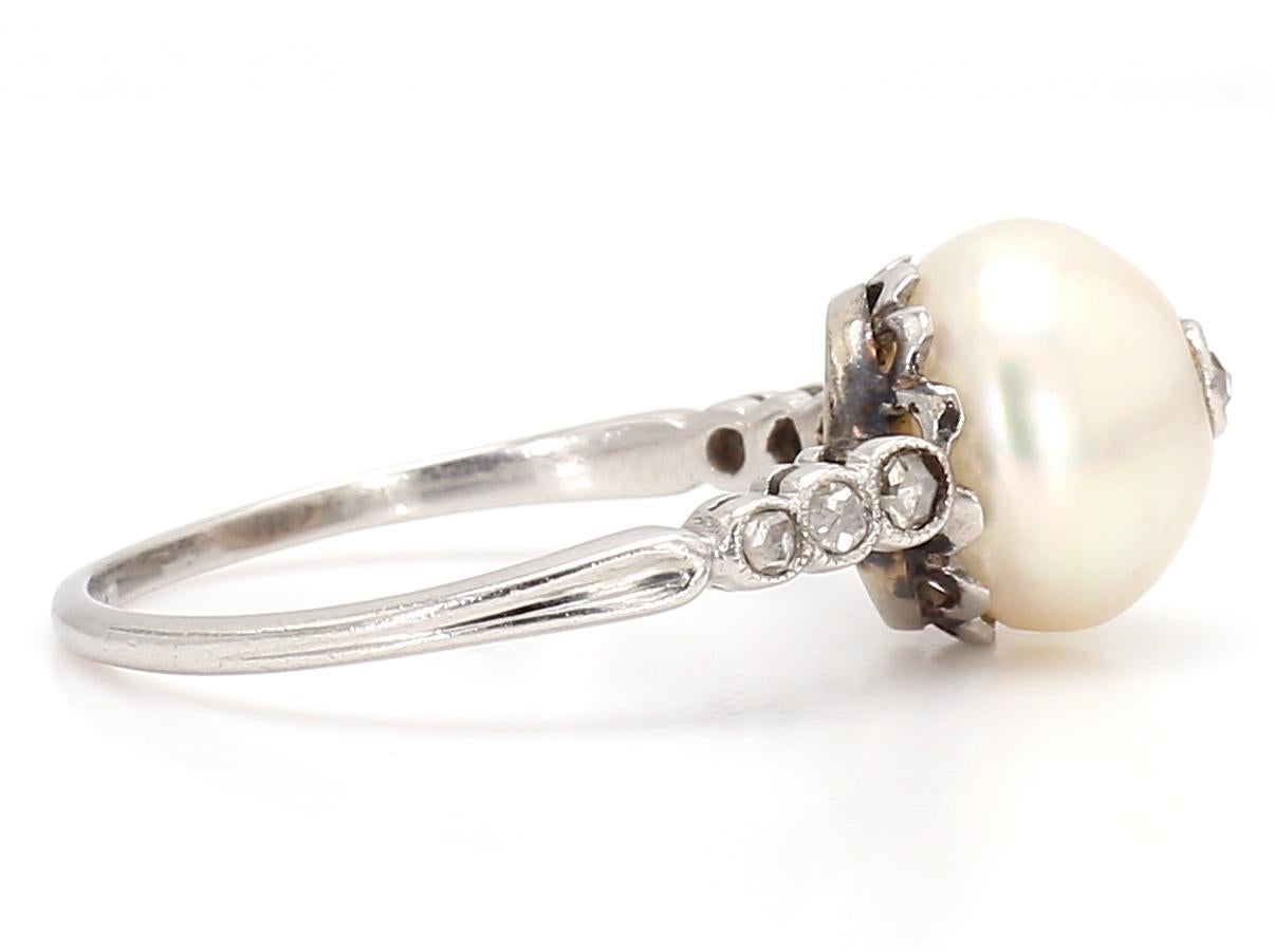Vintage Pearl Platinum Ring im Angebot 2