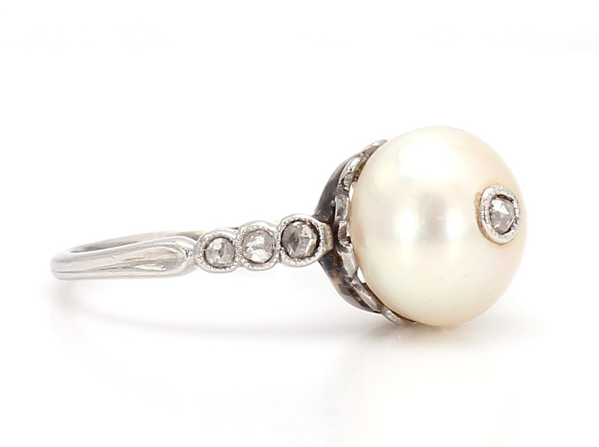 Vintage Pearl Platinum Ring im Angebot 3