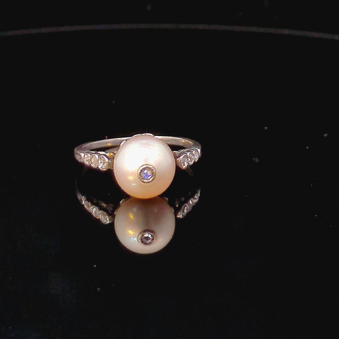 Vintage Pearl Platinum Ring im Angebot 4