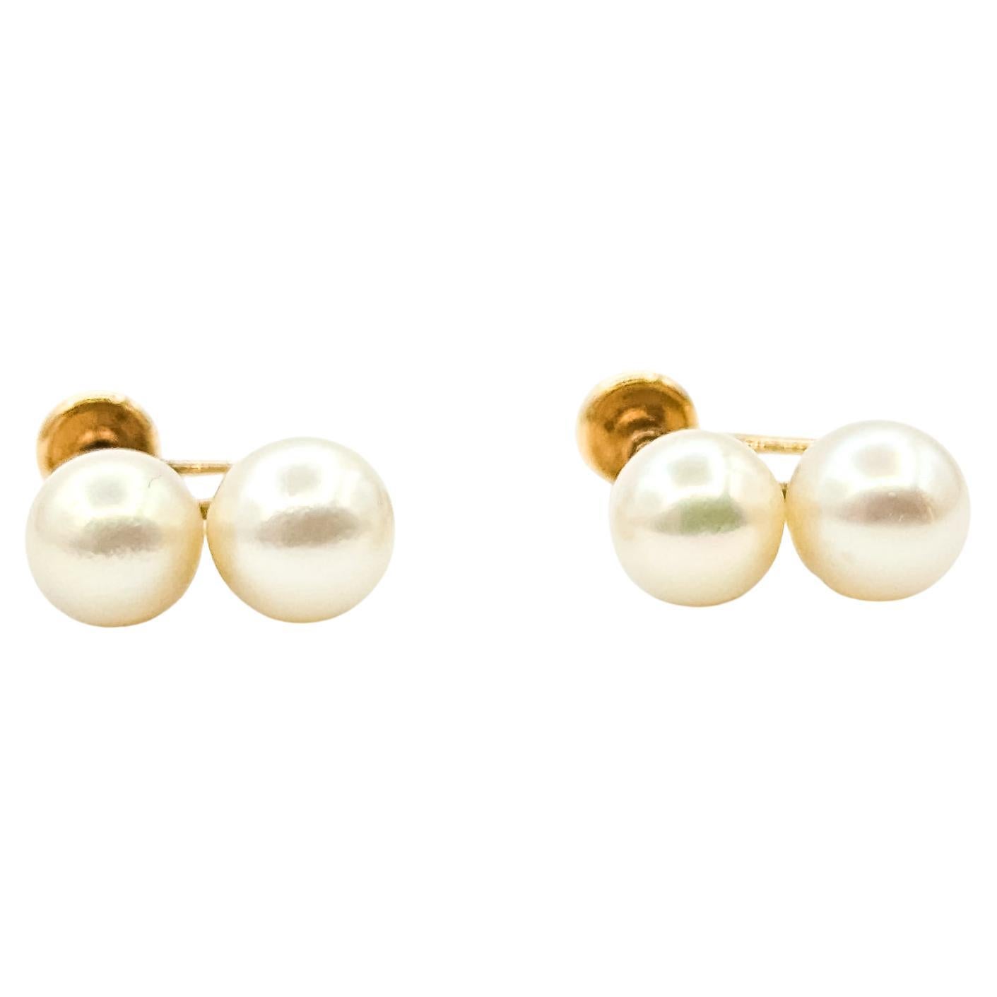 Vintage Pearl Screwback Earrings in 14k Yellow Gold