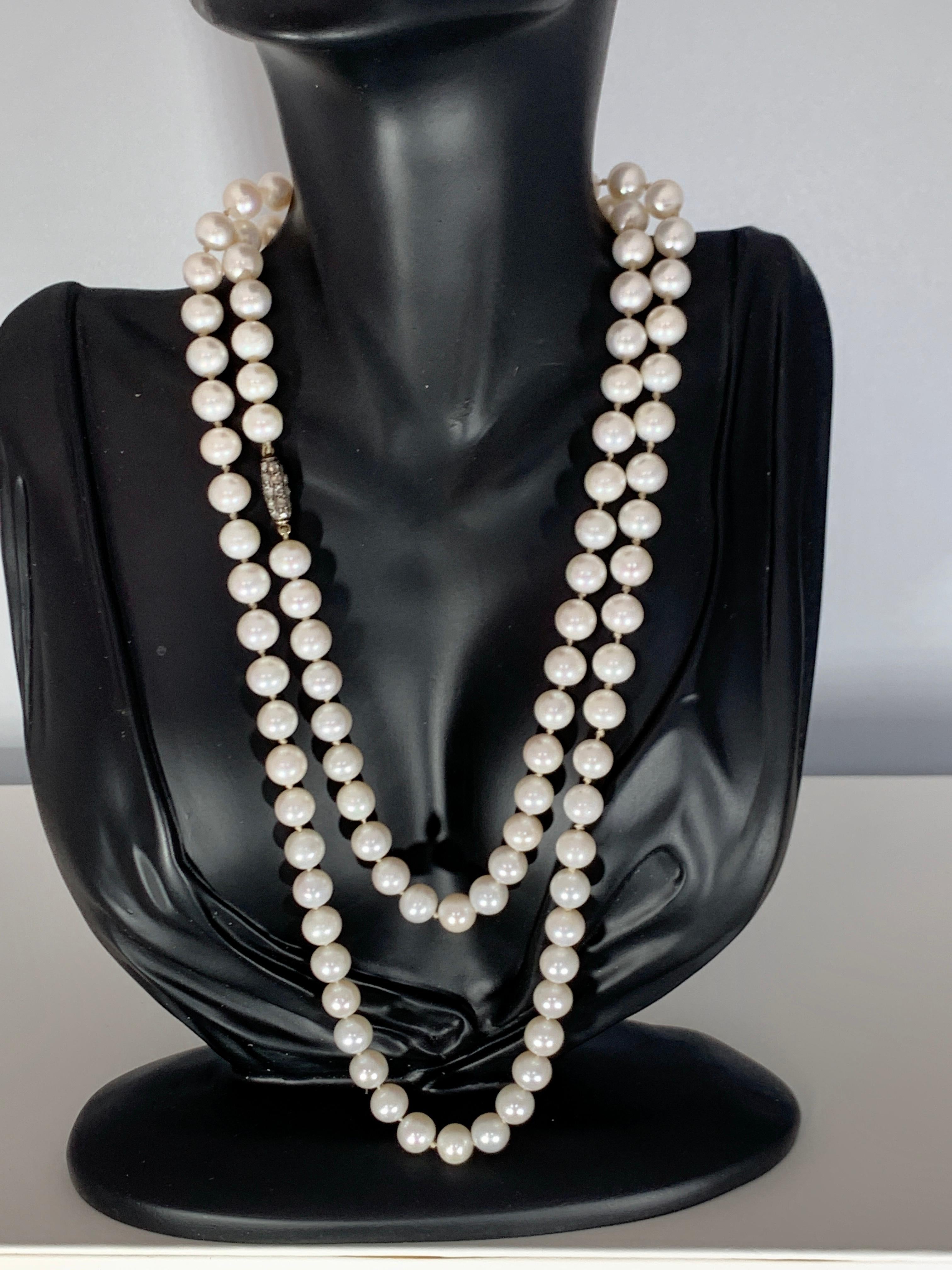 Women's Vintage Pearl Single Strand Necklace Long
