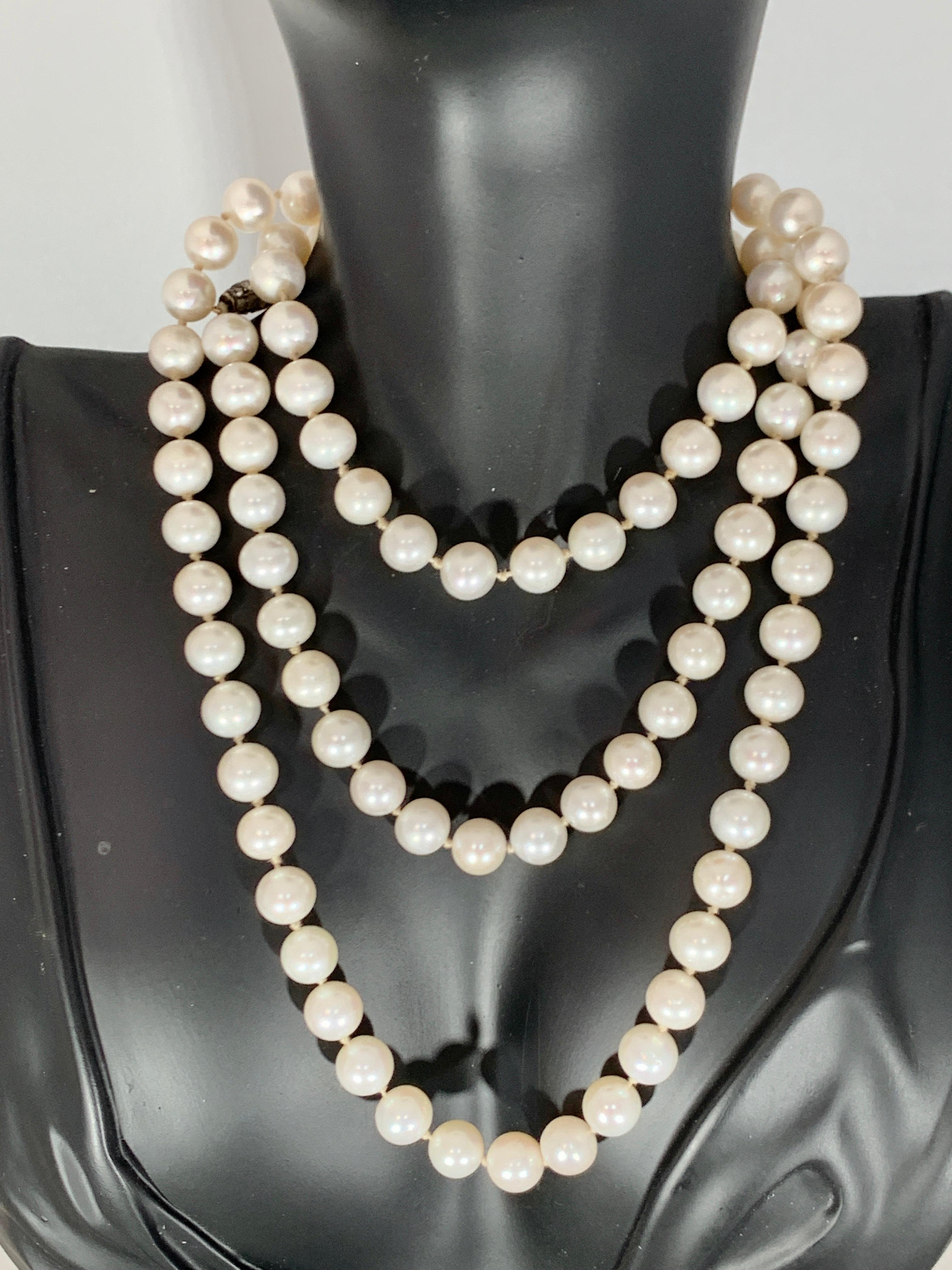 Vintage Pearl Single Strand Necklace Long 1