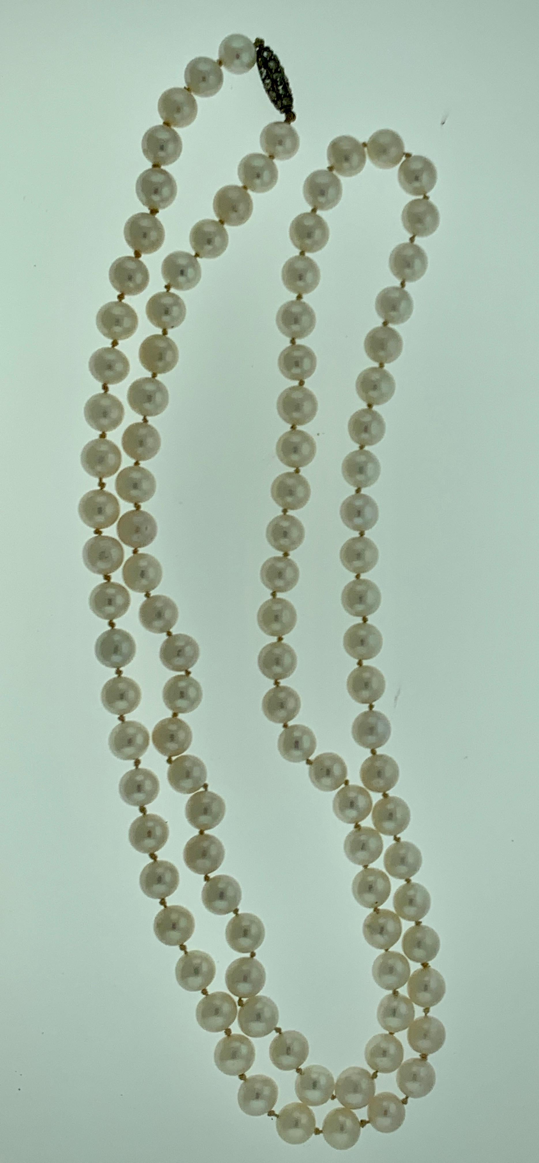 Vintage Pearl Single Strand Necklace Long 2