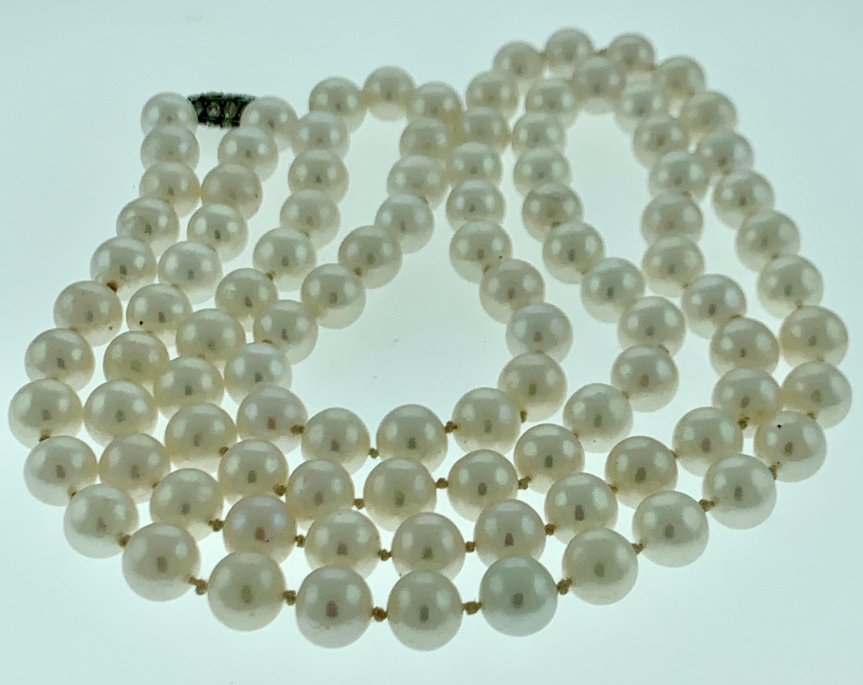 Vintage Pearl Single Strand Necklace Long 3