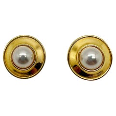 Vintage pearl target earrings 1980s