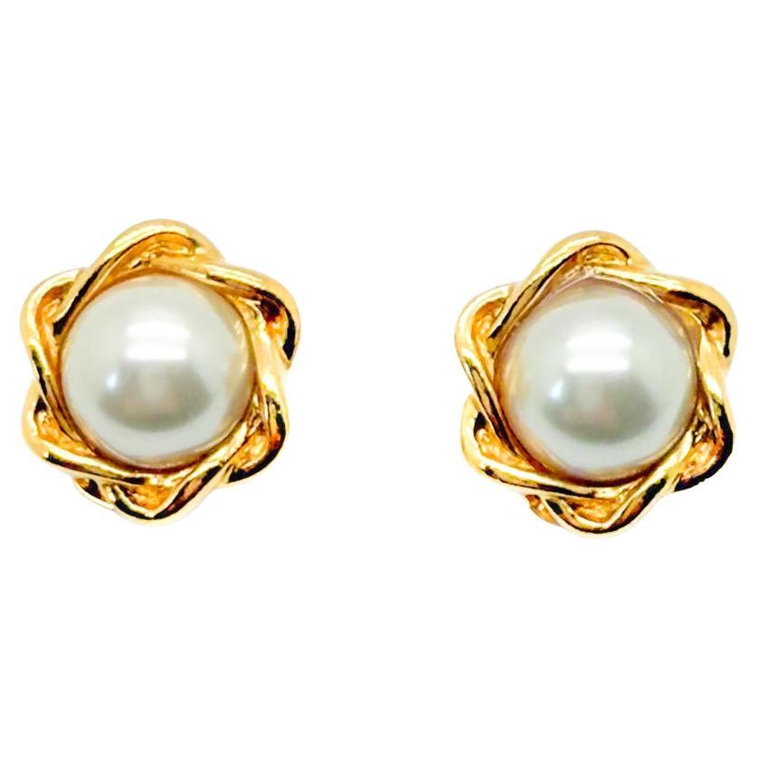 Vintage Perle Twist Ohrringe 1980s