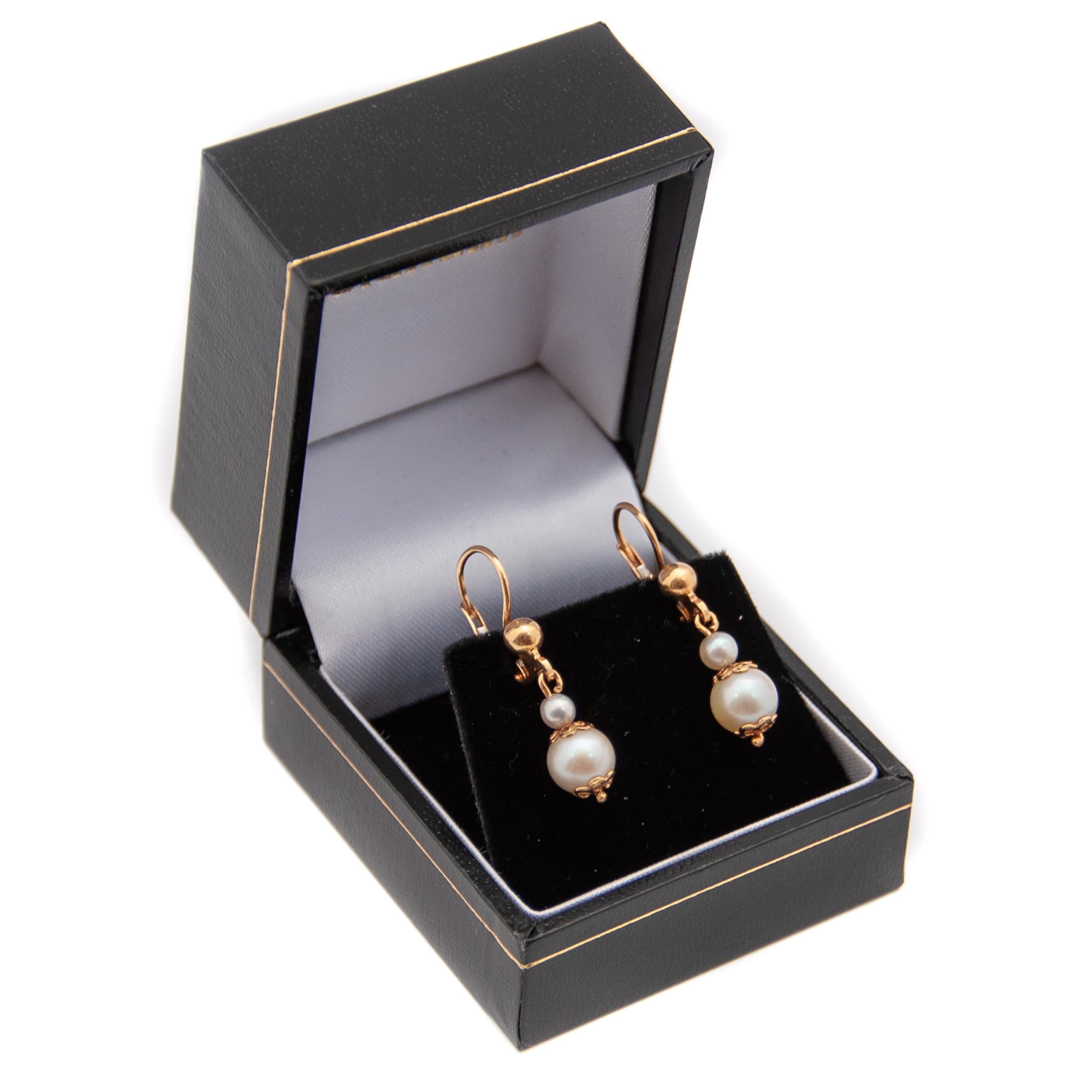 14 Karat Gold Pearl Drop Earrings 2