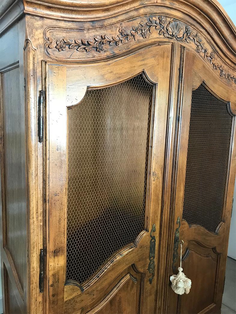 20th Century Vintage Pecan Wood Carved Armoire