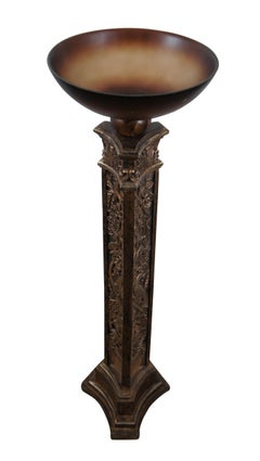 Colonna a piedistallo vintage portacandele, ciotola, supporto per piante, vasca per uccelli, 34".