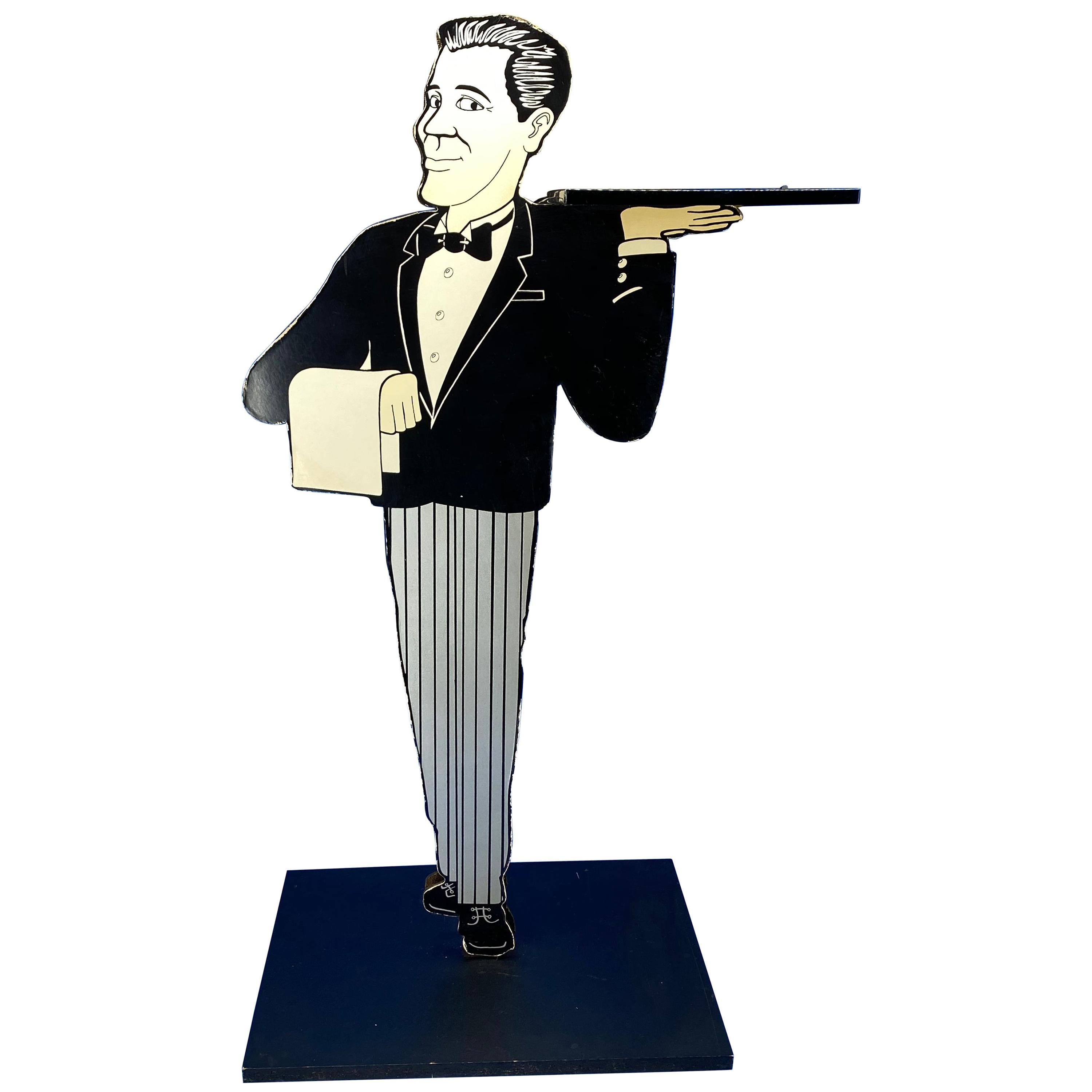 Vintage Pedestal Dumbwaiter Or Key Stand In The Shape Of A Butler, Italy 1960s