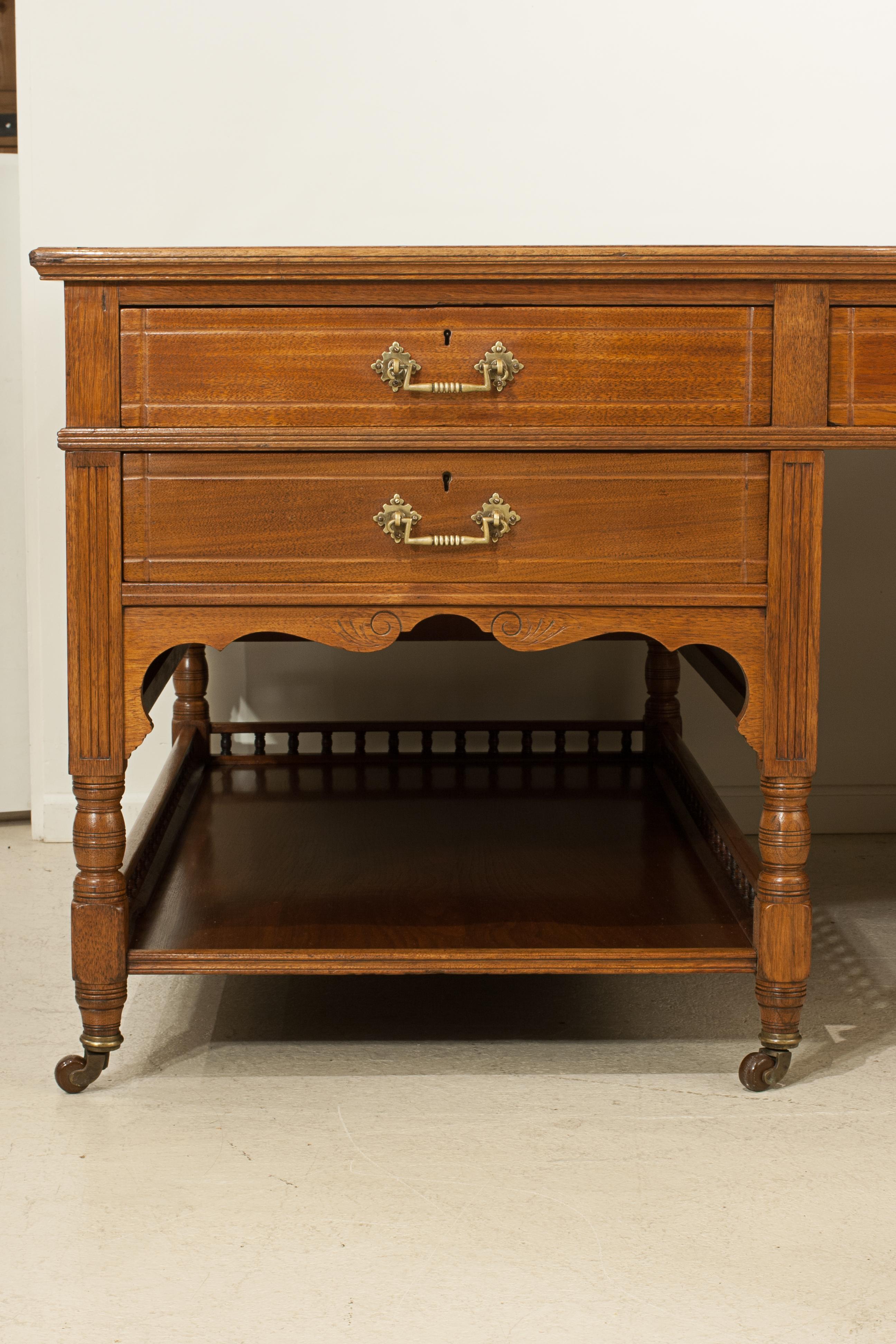 Vintage Pedestal Partners Desk For Sale 7