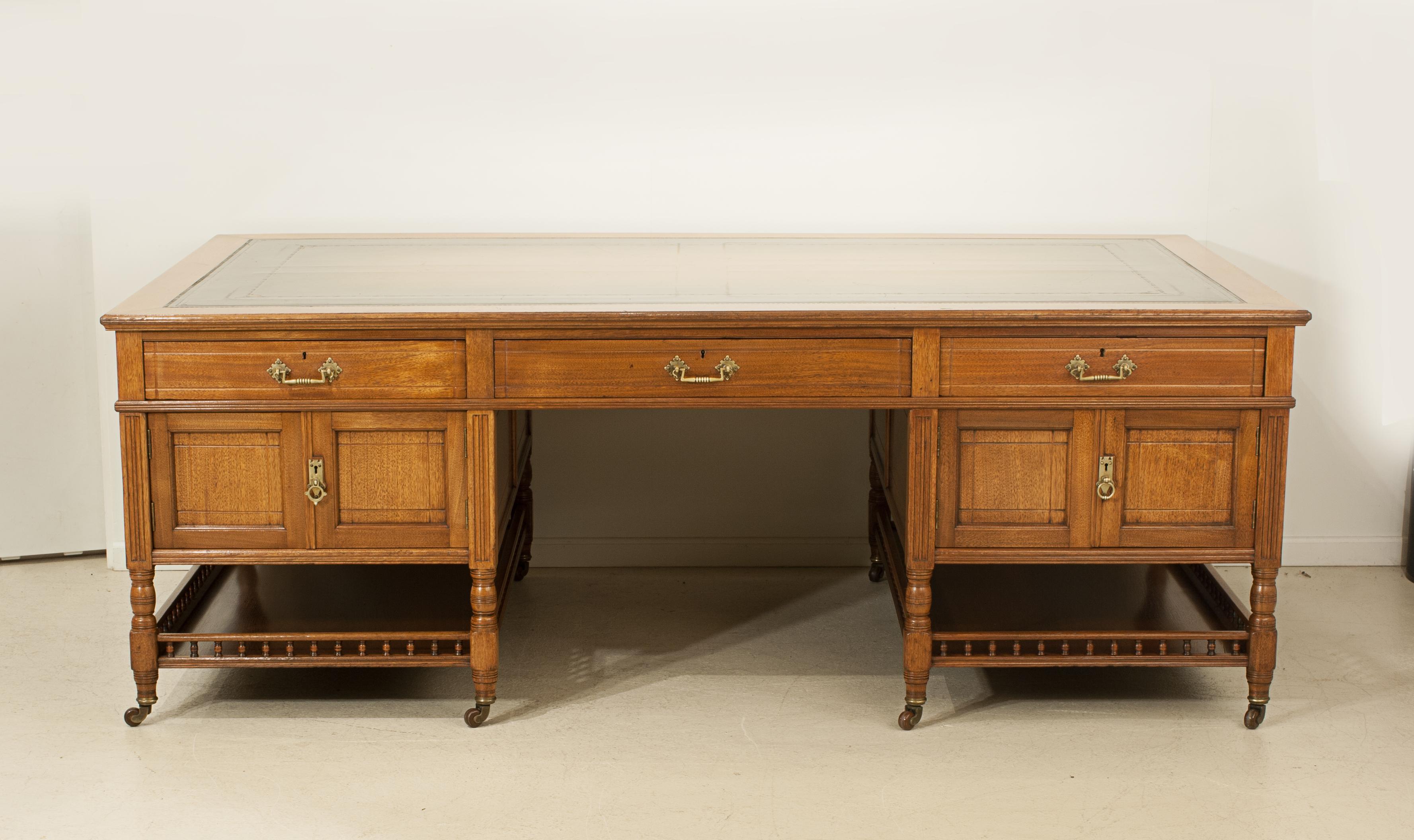 Vintage Pedestal Partners Desk For Sale 1