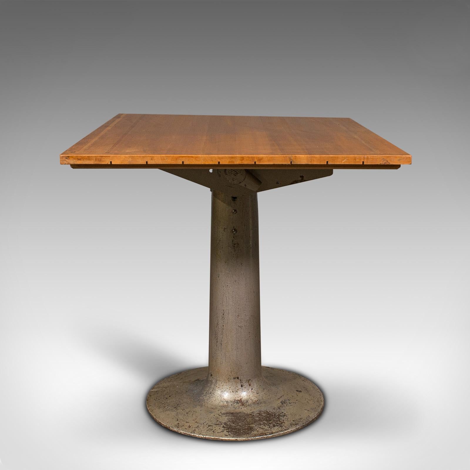 British Vintage Pedestal Table, English, Beech, Pine, Kitchen, Desk, Mid Century, C.1950 For Sale