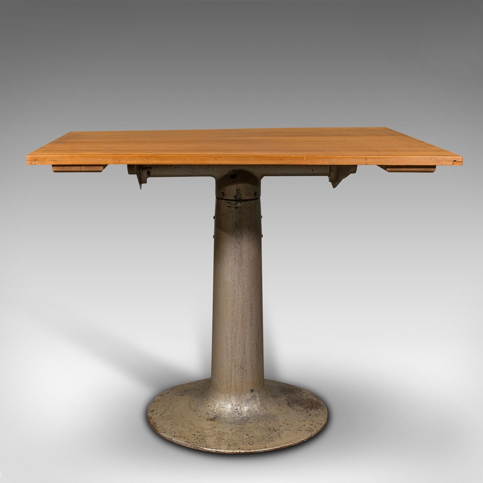 20th Century Vintage Pedestal Table, English, Beech, Pine, Kitchen, Desk, Mid Century, C.1950 For Sale