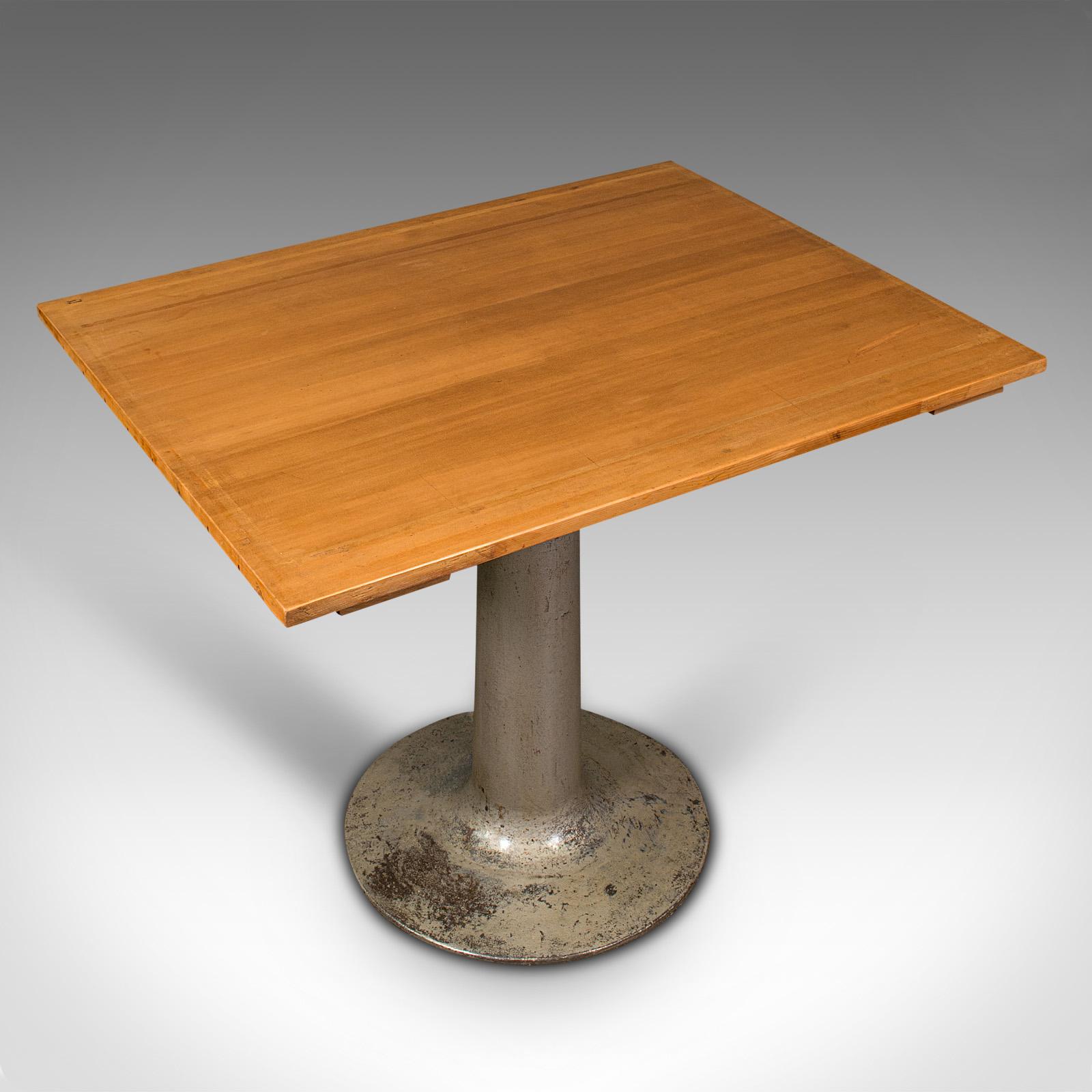 Vintage Pedestal Table, English, Beech, Pine, Kitchen, Desk, Mid Century, C.1950 For Sale 1