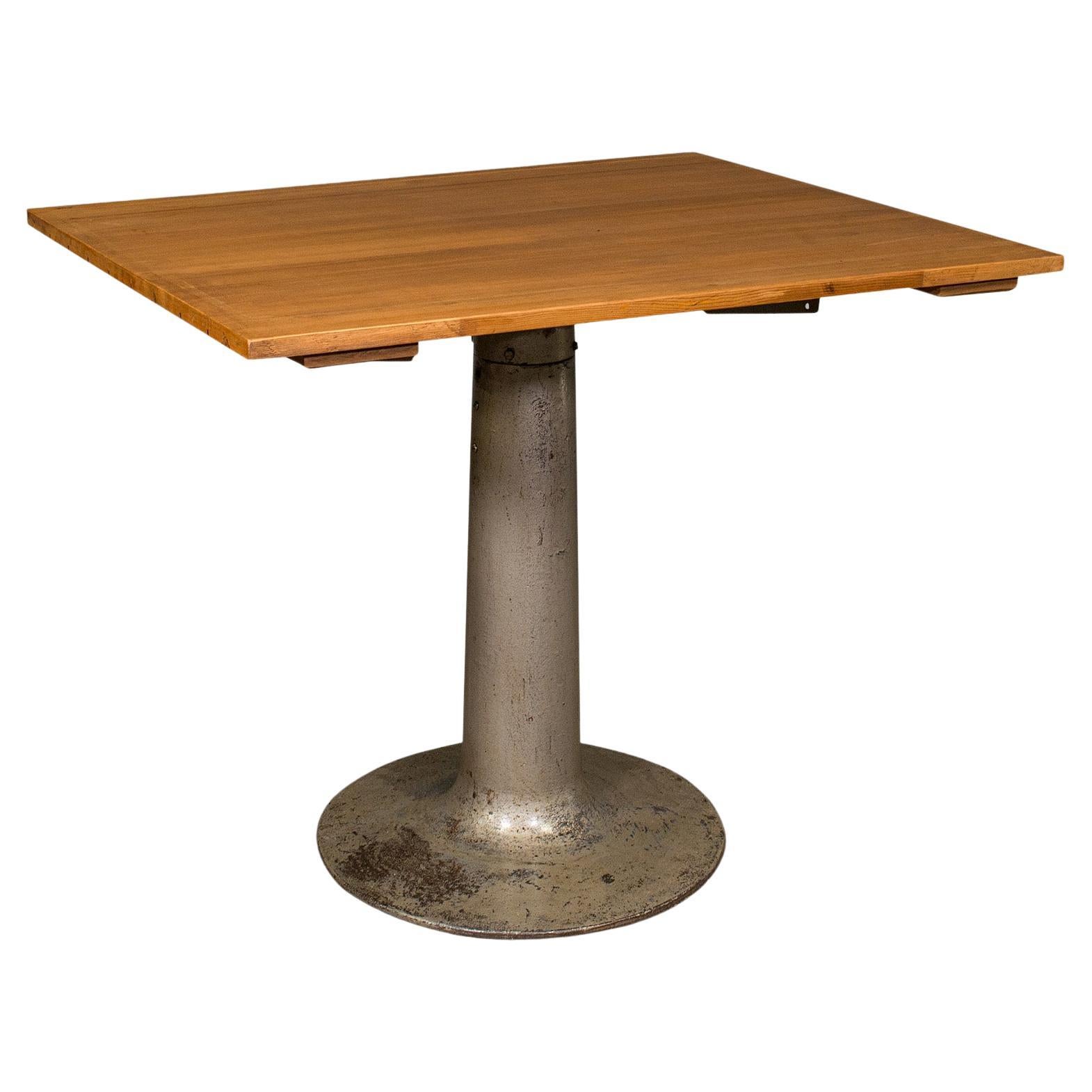 Vintage Pedestal Table, English, Beech, Pine, Kitchen, Desk, Mid Century, C.1950 For Sale