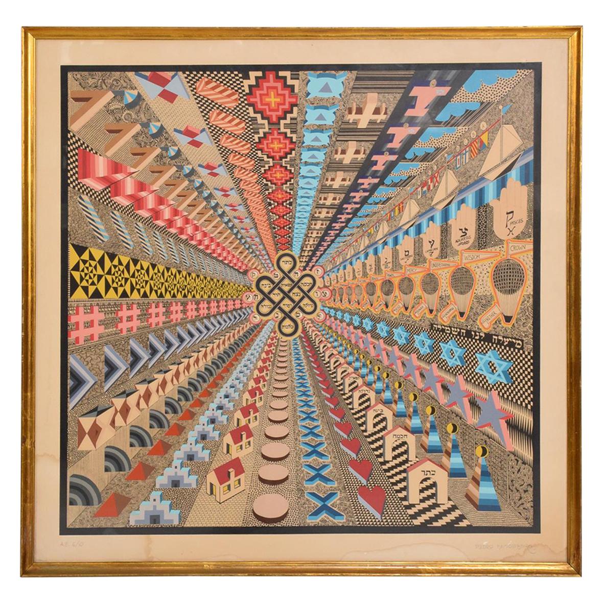 1970s Pedro Friedeberg Abstract Op Art Lithograph signed A. P. 6/10 For Sale