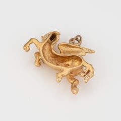 Vintage Pegasus Charm 14k Yellow Gold Mythical Winged Horse Estate Jewelry