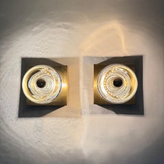 Lampada da parete in vetro ghiaccio Peill & Putzler d'epoca, anni '70