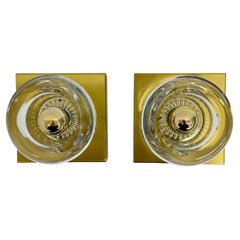 Lampada da parete in vetro ghiaccio Peill & Putzler d'epoca, anni '70