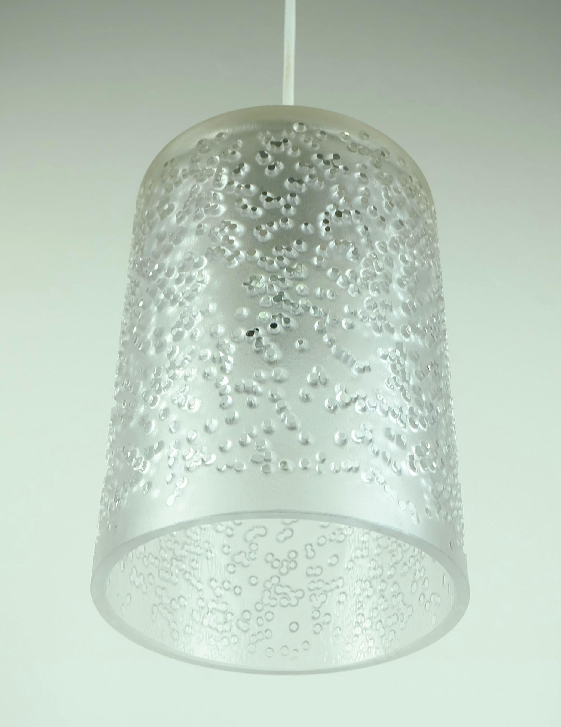 vintage peill & putzler PENDANT LAMP textured glass etched glass 60s 70s For Sale 3