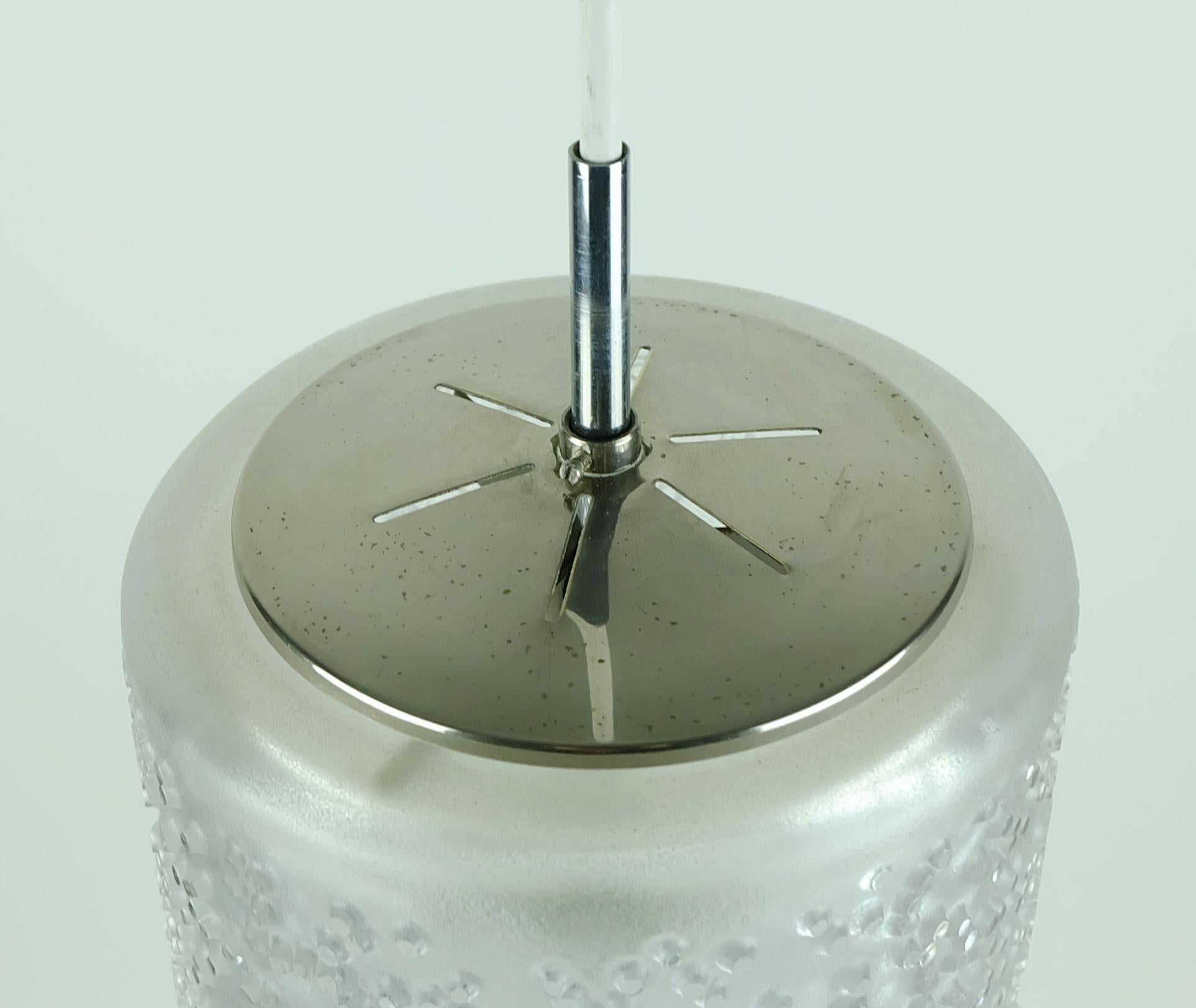 vintage peill & putzler PENDANT LAMP textured glass etched glass 60s 70s For Sale 4