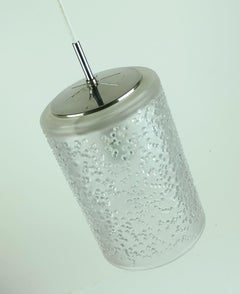 vintage peill & putzler anhänger lampe strukturiertes glas geätztes glas 60er 70er