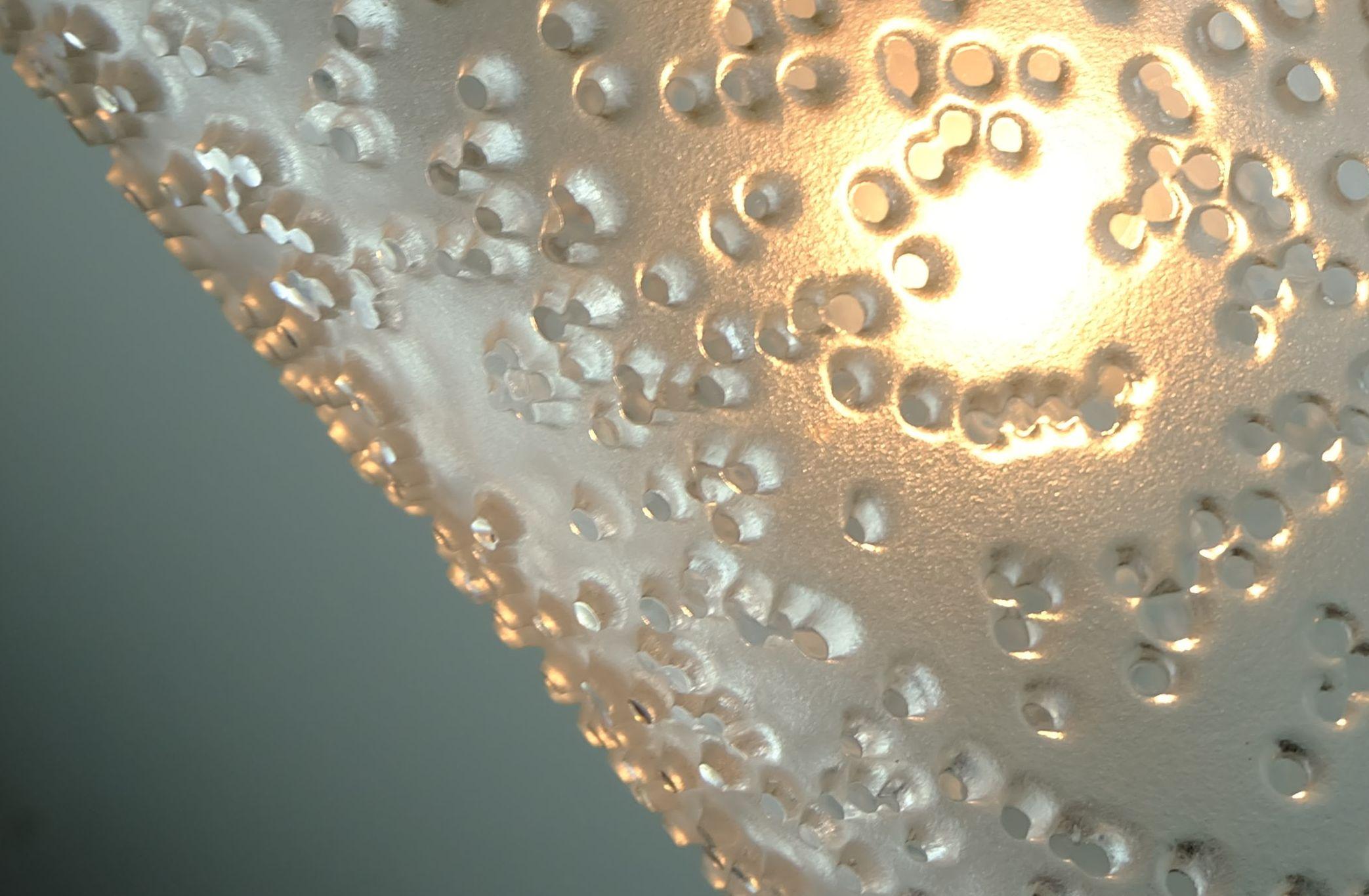 Glass vintage peill & putzler PENDANT LAMP textured glass etched glass 60s 70s For Sale