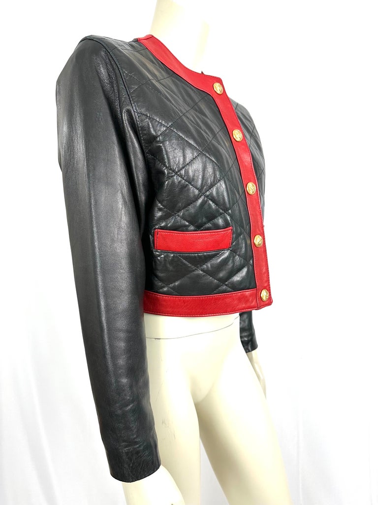 Boléro Vintage En Cuir D'agneau Noir - Taille 2 - Pelissimo - Très Bon état